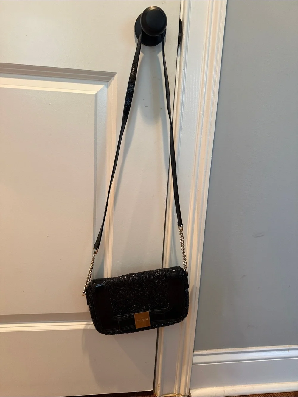 kate spade Black Sequin Patent Crossbody Bag